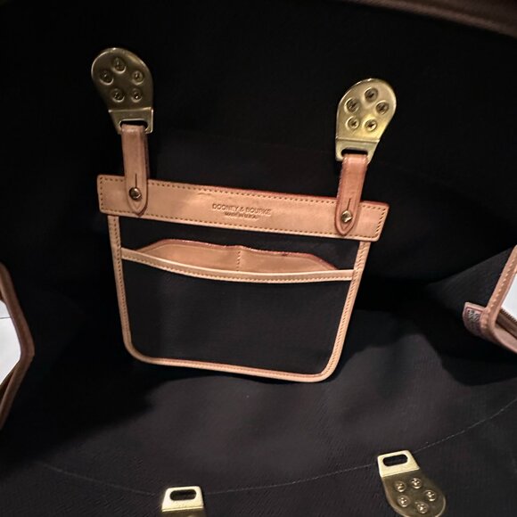 Vintage Dooney & Bourke Cabriolet Canvas & Leather Zip Satchel Carryall Handbag - Picture 5 of 13